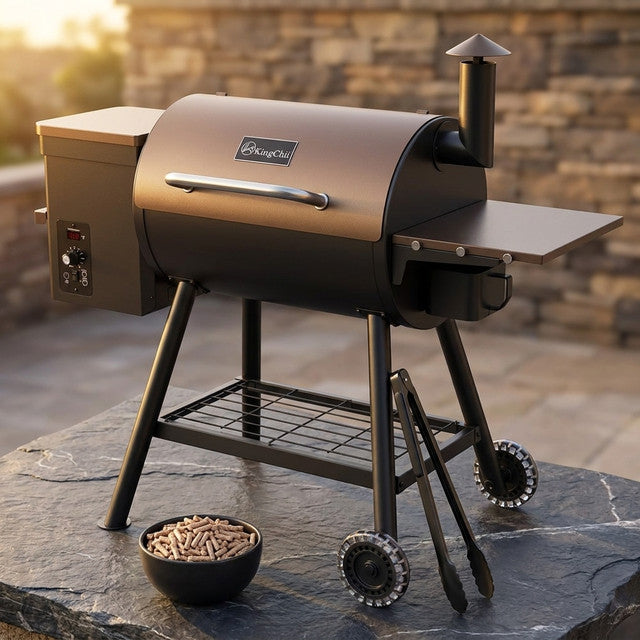 456 Sq. In. Wood Pellet Grill and Smoker BBQ with PID Auto Temperature Control in Bronze — Studio Shot