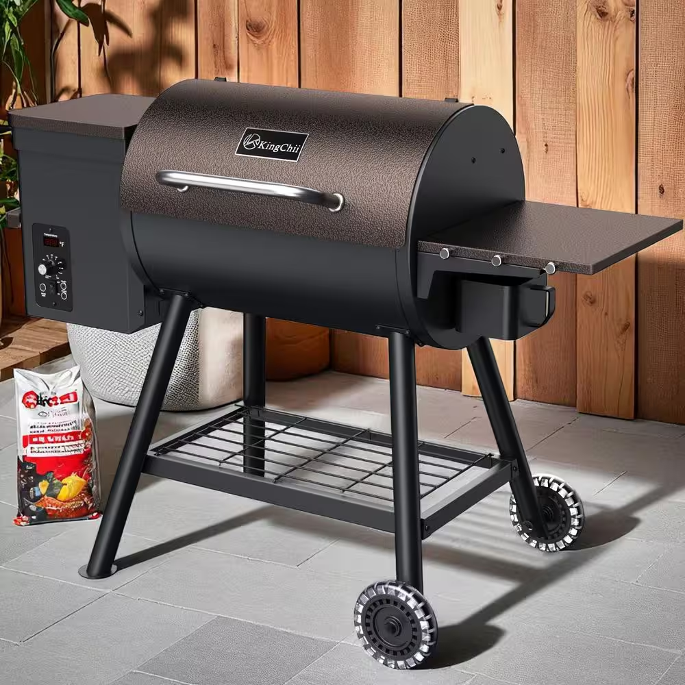 456 Sq. In. Wood Pellet Grill and Smoker BBQ with PID Auto Temperature Control in Bronze