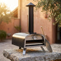 Portable Pellet Pizza Oven Outdoor Pizza Ovens Wood Fired Pizza Oven Included Pizza Stone, Pizza Peel 12 In. - Black