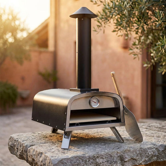 Portable Pellet Pizza Oven Outdoor Pizza Ovens Wood Fired Pizza Oven Included Pizza Stone, Pizza Peel 12 In. - Black — Studio Shot