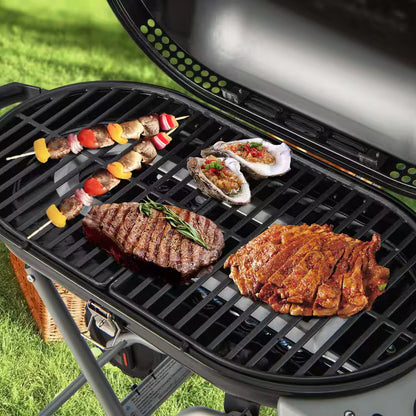 Portable in Black Propane Grill Folding Gas Grill Griddle with Wheels and Side Shelf