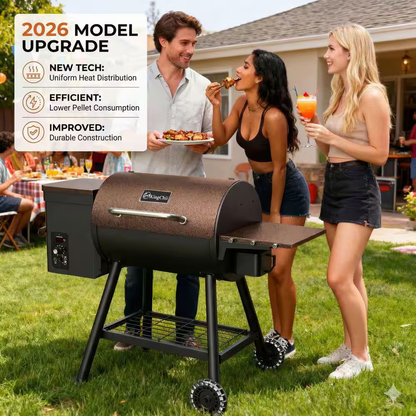 456 Sq. In. Wood Pellet Grill and Smoker BBQ with PID Auto Temperature Control in Bronze