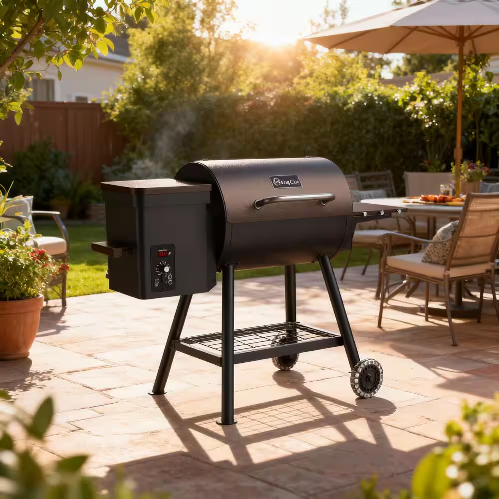 456 Sq. In. Wood Pellet Grill and Smoker BBQ with PID Auto Temperature Control in Bronze