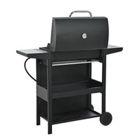 4-Burner Portable Propane Tabletop Barbecue Grill Stainless Steel Gas Grill in Black for Camping