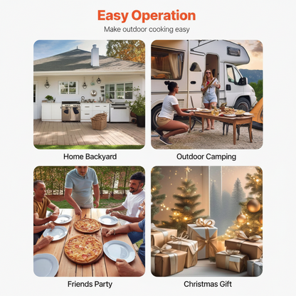 Pizza Oven Outdoor, 12 In. Pellet Pizza Oven, Portable Pizza-Stove, Wood Fired Stainless Steel Pizza-Maker